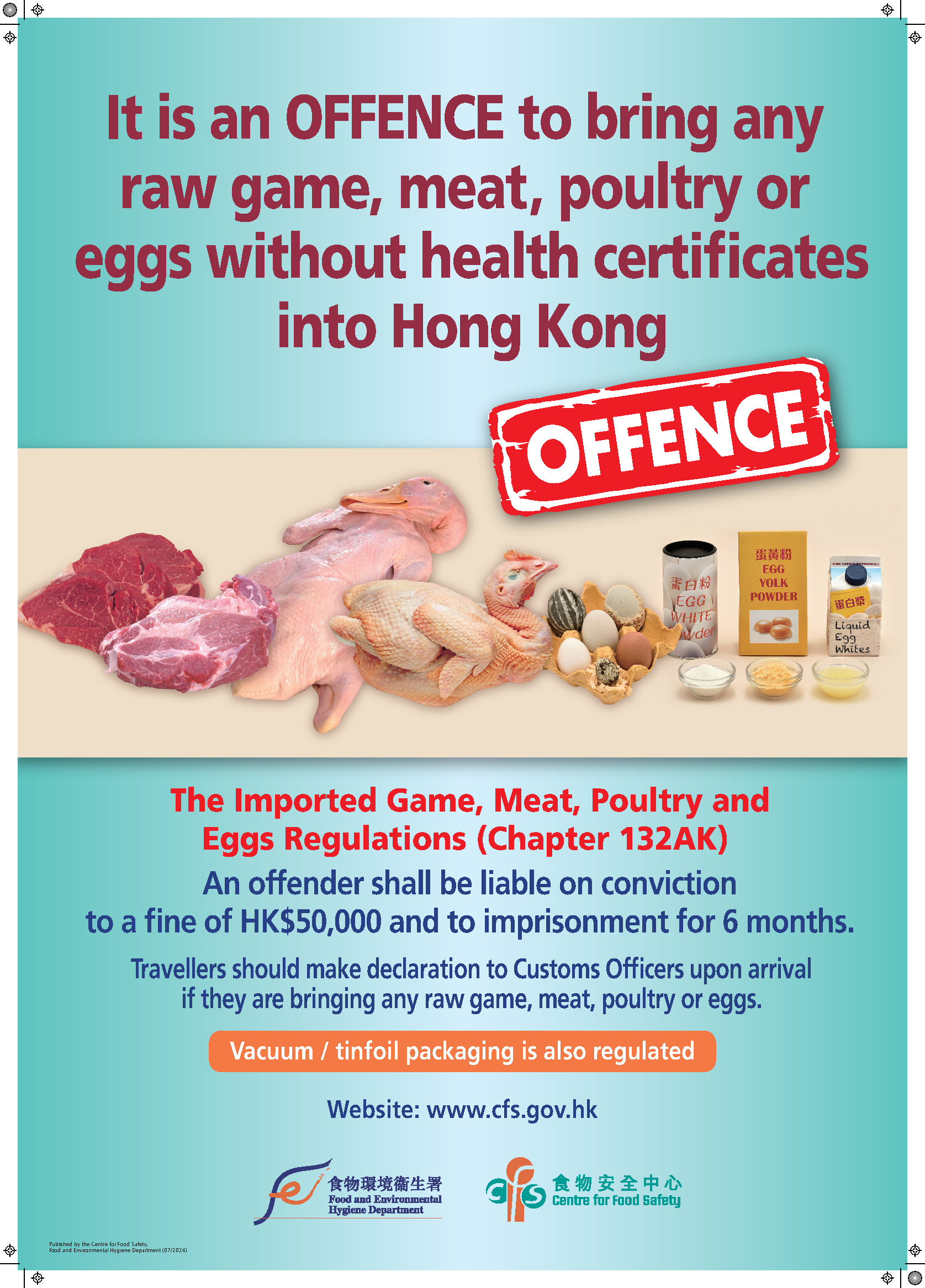 Bring Game, Meat and Poultry into Hong Kong